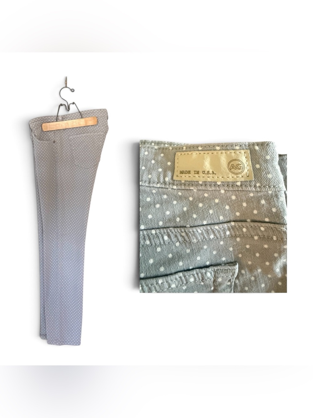 Ag Adriano Goldschmied Light Gray Polka Dot Men’s Chinos